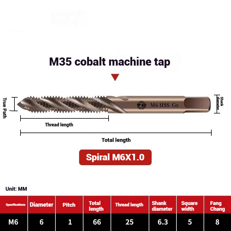 1094-M35 cobalt spiral tap machine tapping stainless steel fine teeth copper iron aluminum m3m4m5 Shandong Denso Pricision Tools Co.,Ltd.